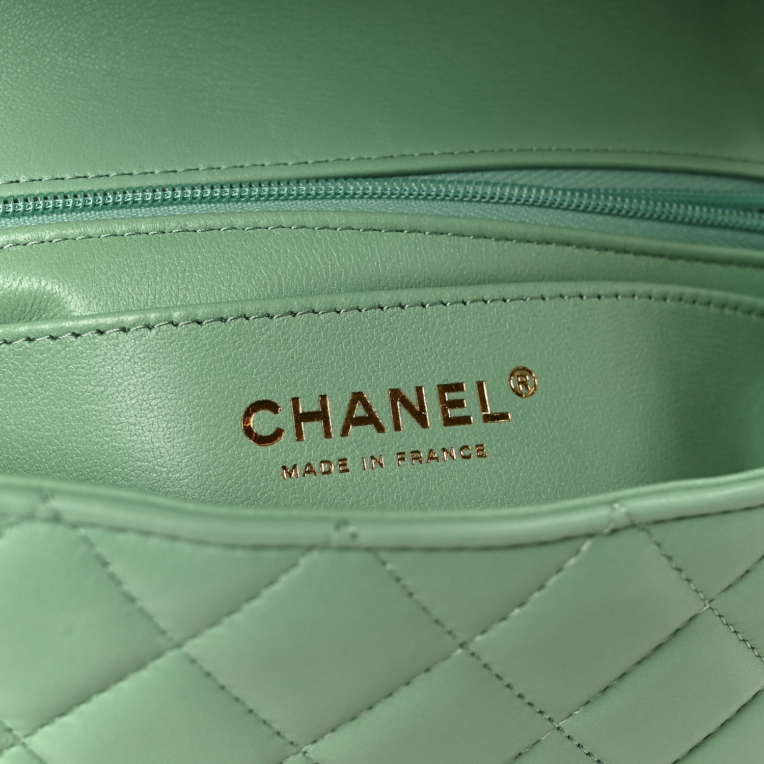 Lambskin Quilted Mini Rectangular Flap Green