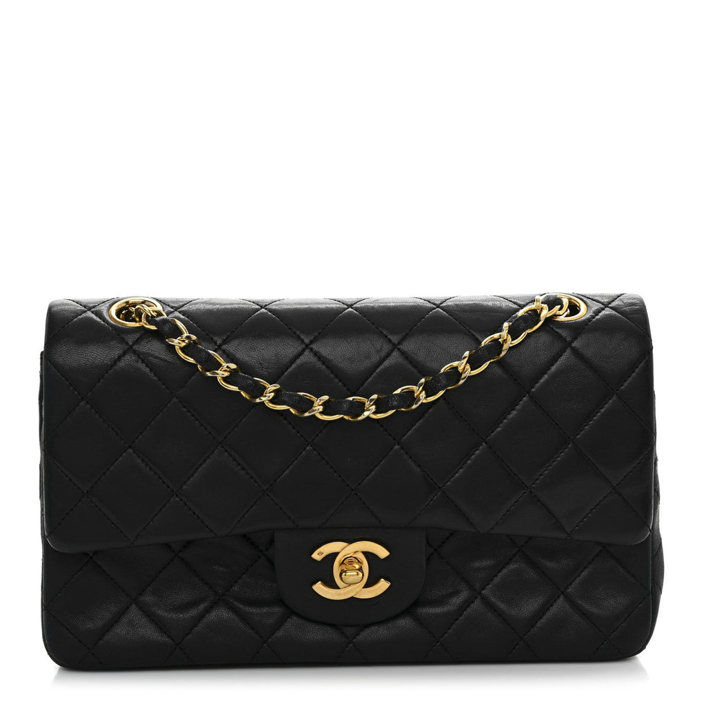 Lambskin Quilted Small Double Flap Black