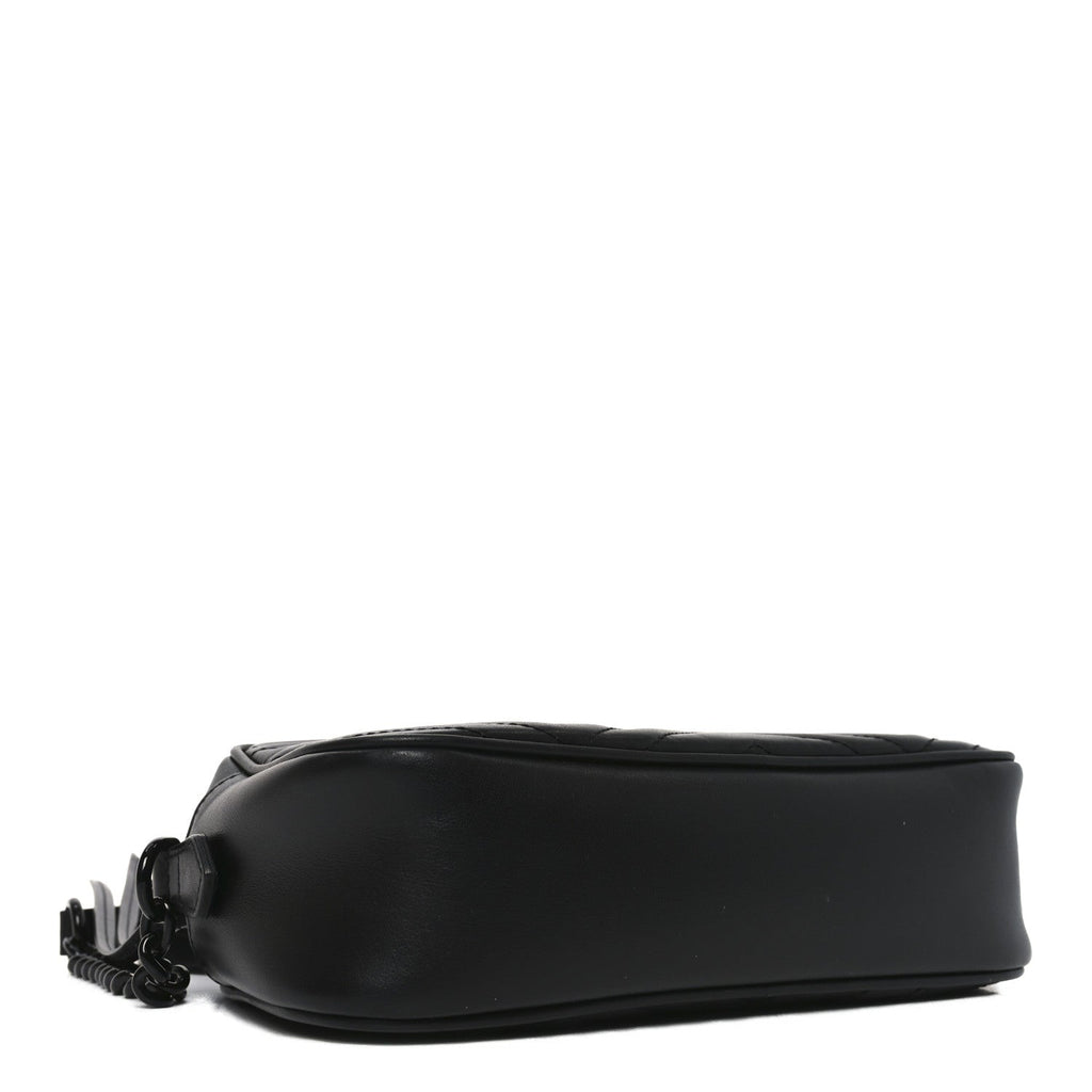 Calfskin Matelasse Monochrome Small GG Marmont Chain Shoulder Bag Black