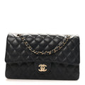 Caviar Quilted Medium Double Flap Navy