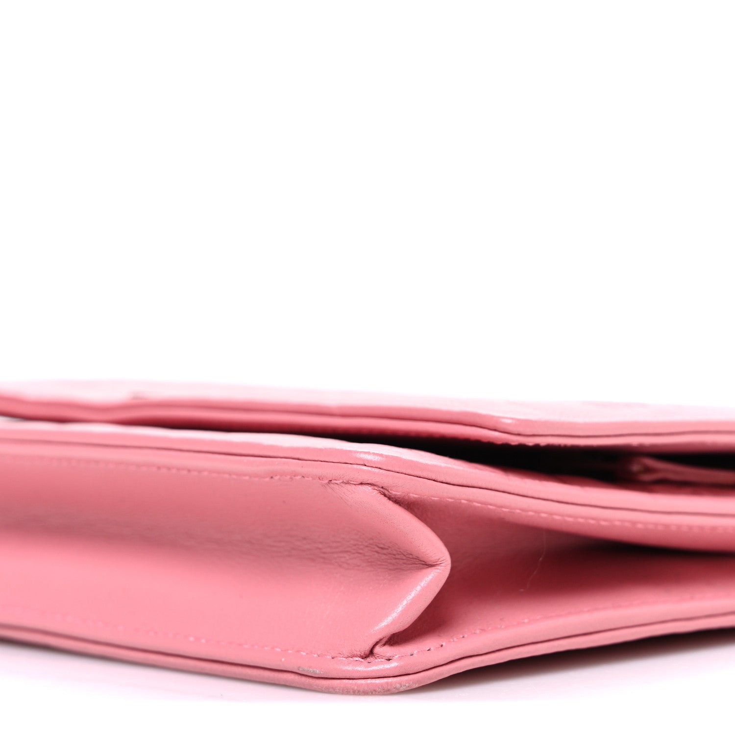 Lambskin Camellia Embossed Wallet on Chain WOC Pink