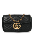 Calfskin Matelasse Super Mini GG Marmont Shoulder Bag Black