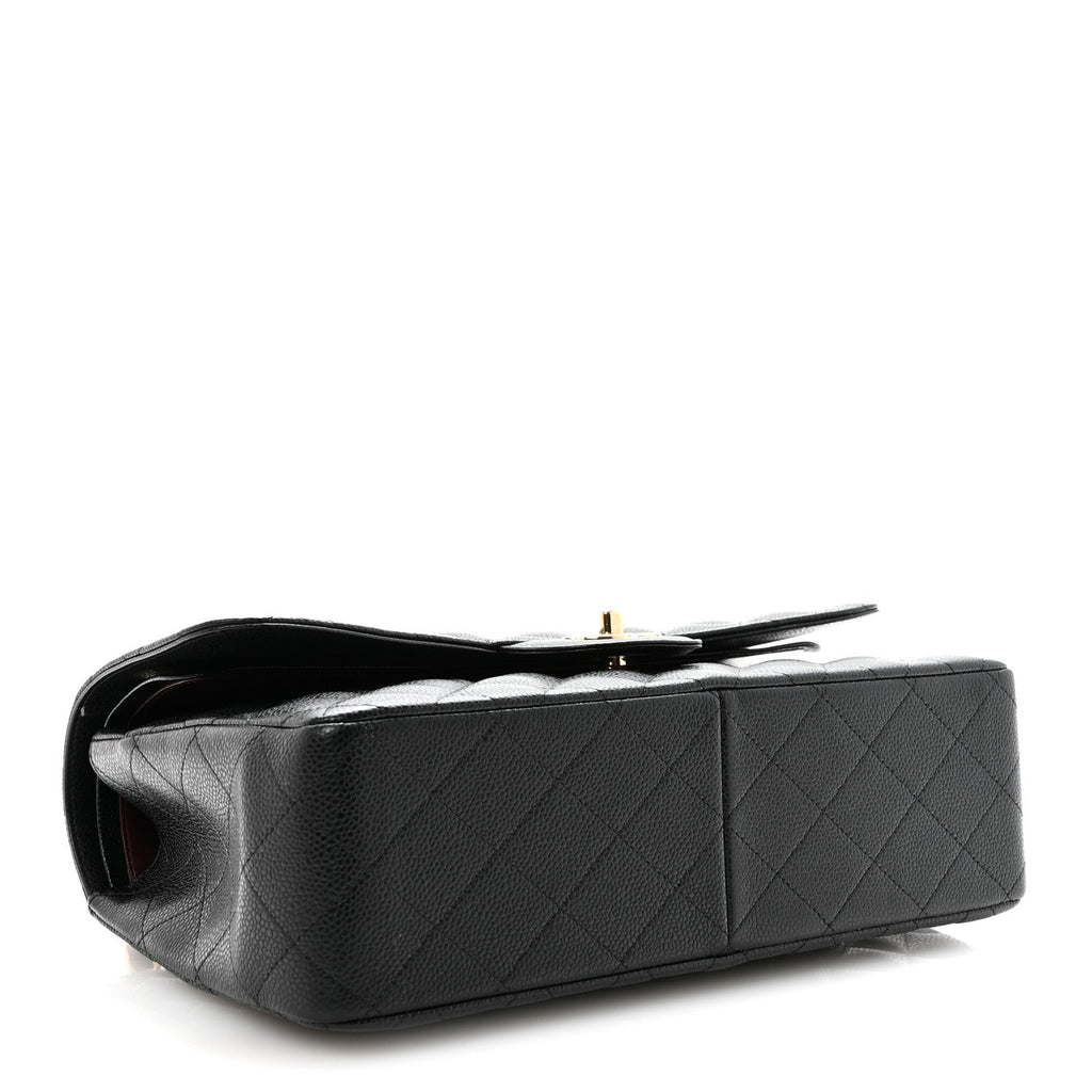 Caviar Quilted Jumbo Double Flap Black