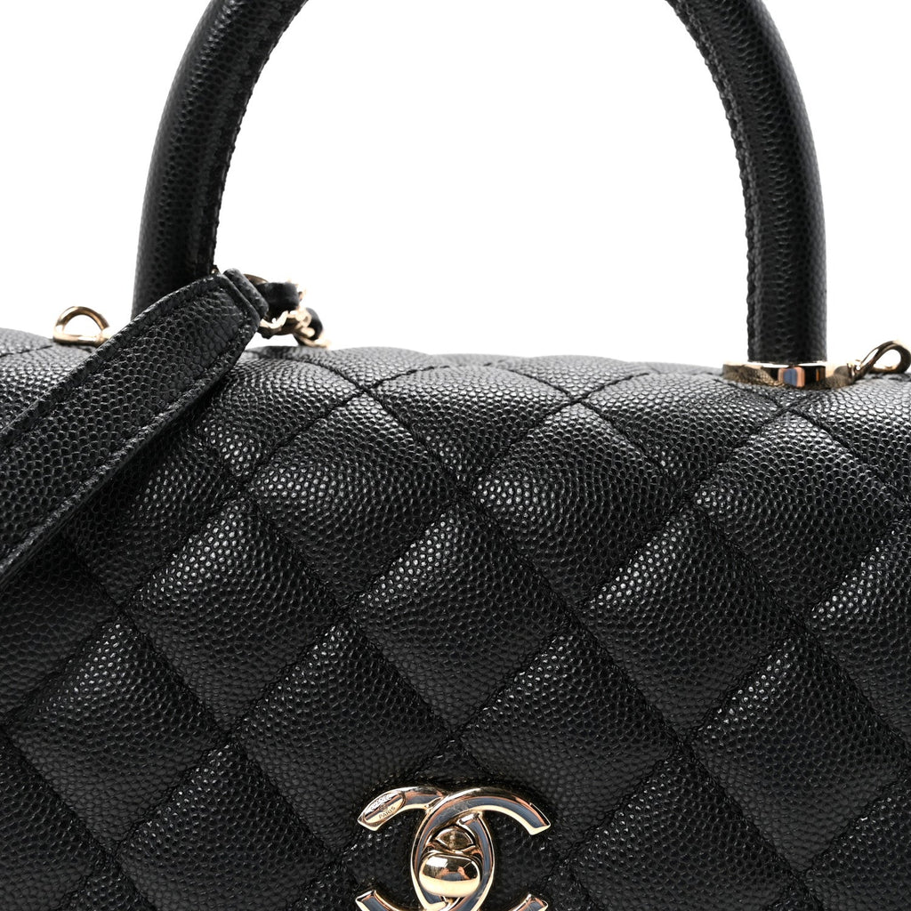 Caviar Quilted Mini Coco Handle Flap Black