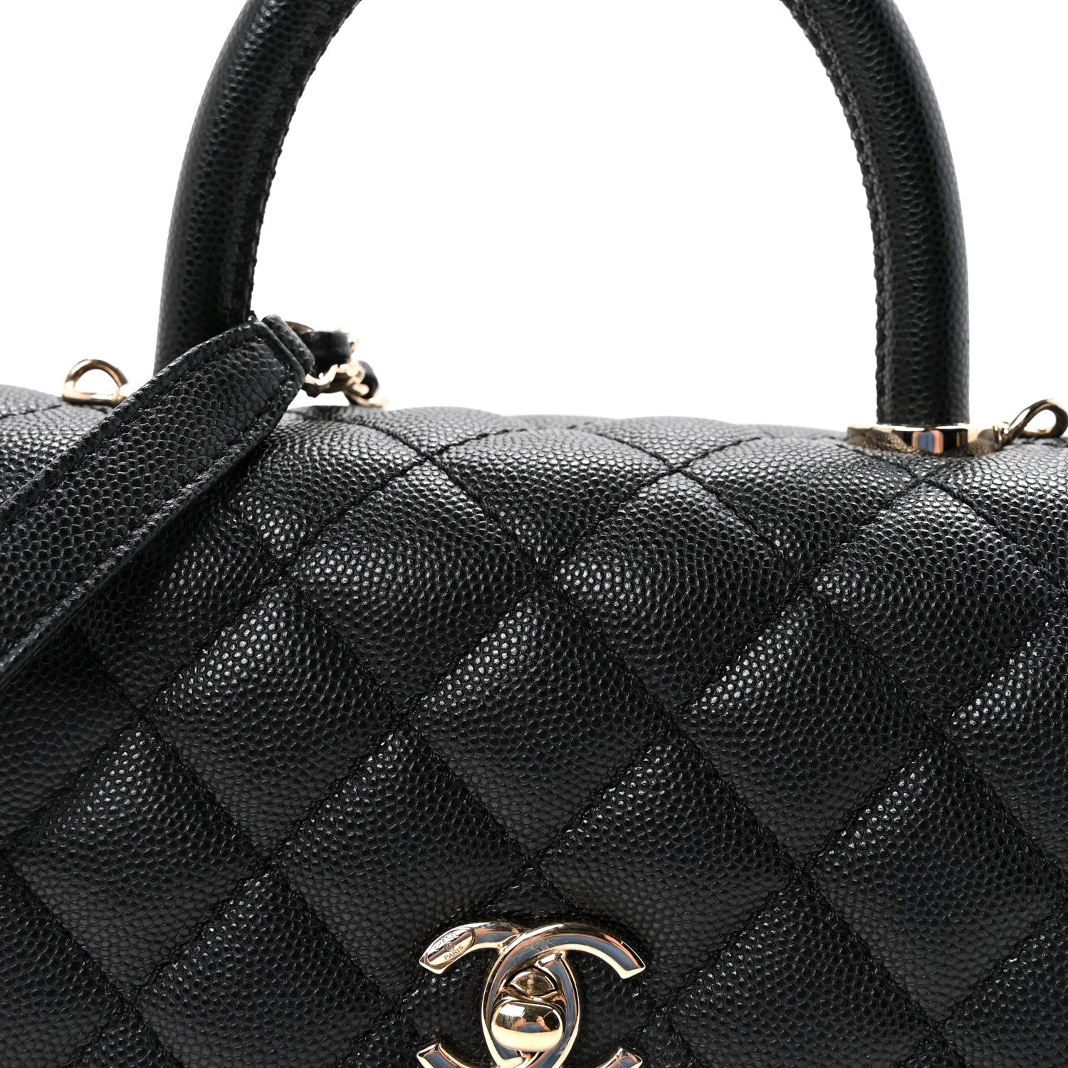 Caviar Quilted Mini Coco Handle Flap Black