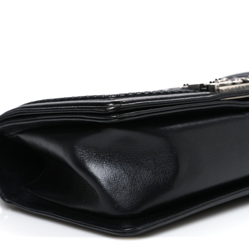 Lambskin Stitched Medium Boy Flap Black