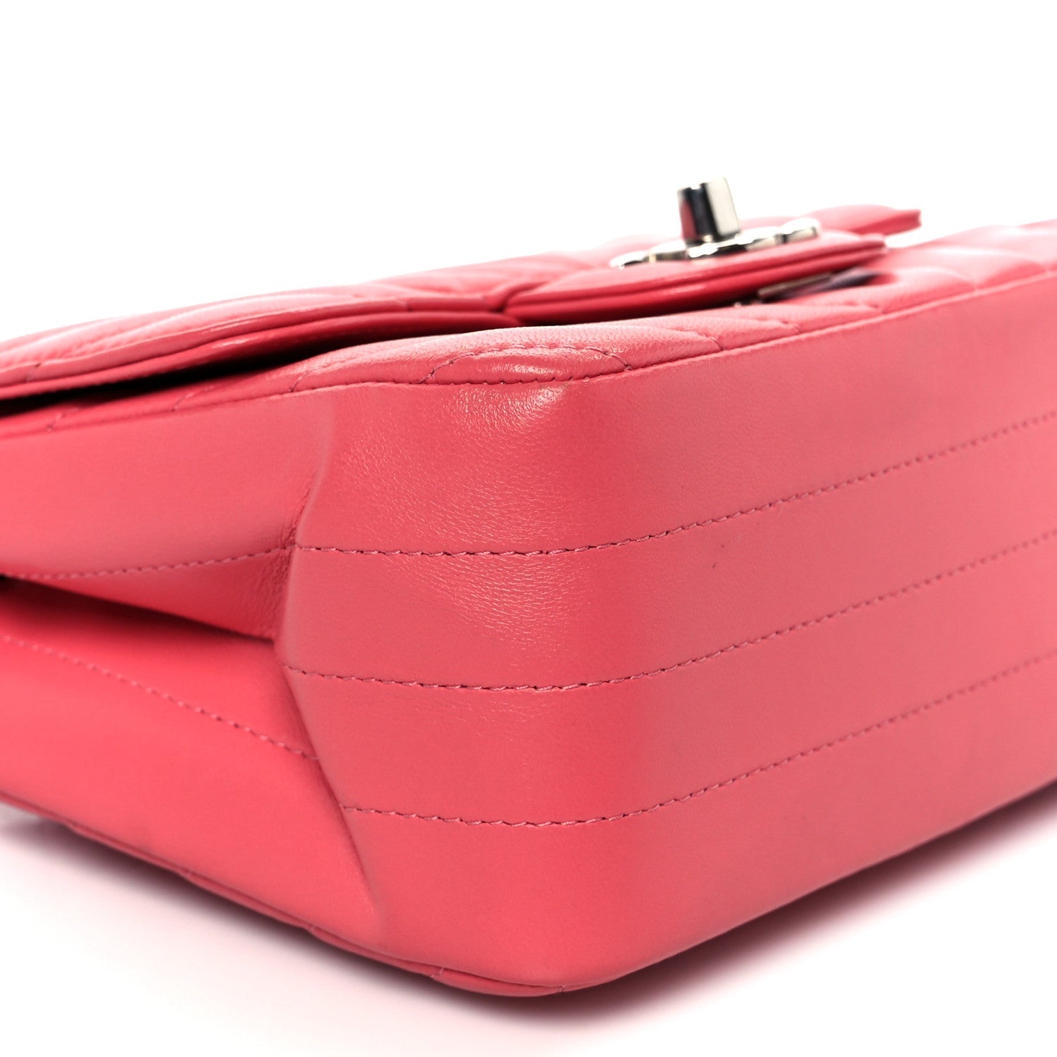 Lambskin Chevron Quilted Mini Square Flap Pink