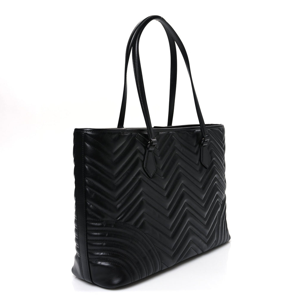 Calfskin Matelasse Monochrome Large GG Marmont Tote Bag Black