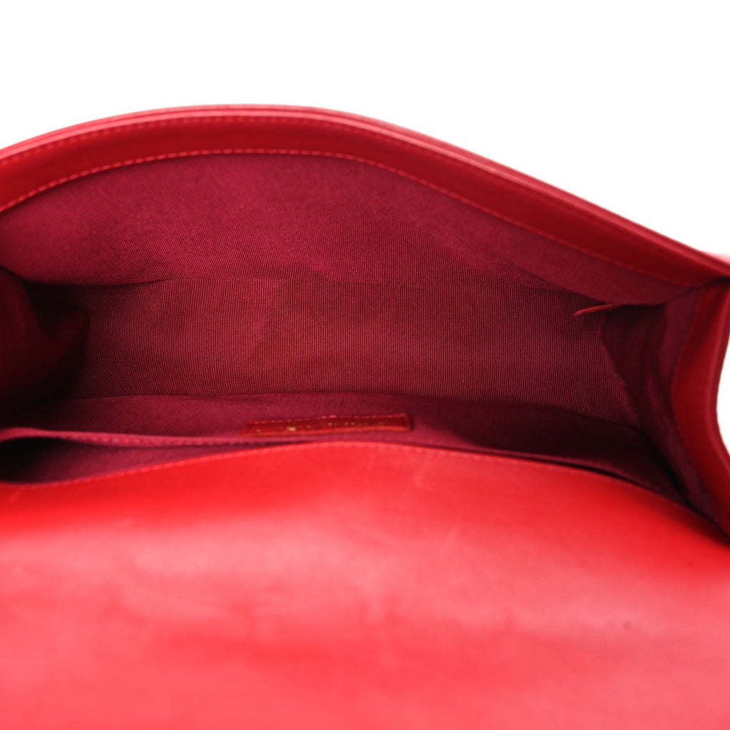 Lambskin Quilted Medium Boy Flap Red