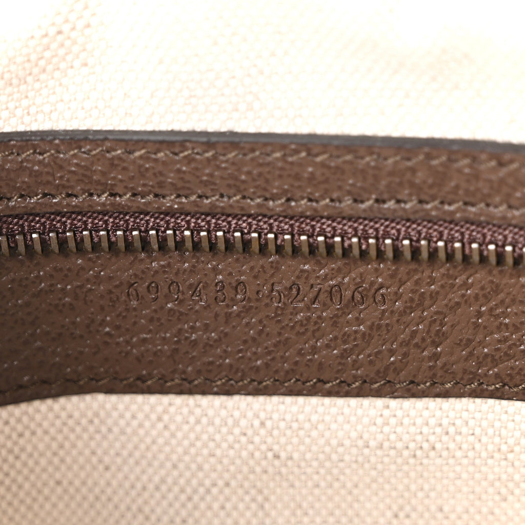 GG Supreme Monogram Textured Dollar Calfskin Web Ophidia Wristlet Shoulder Bag Beige Ebony New Acero