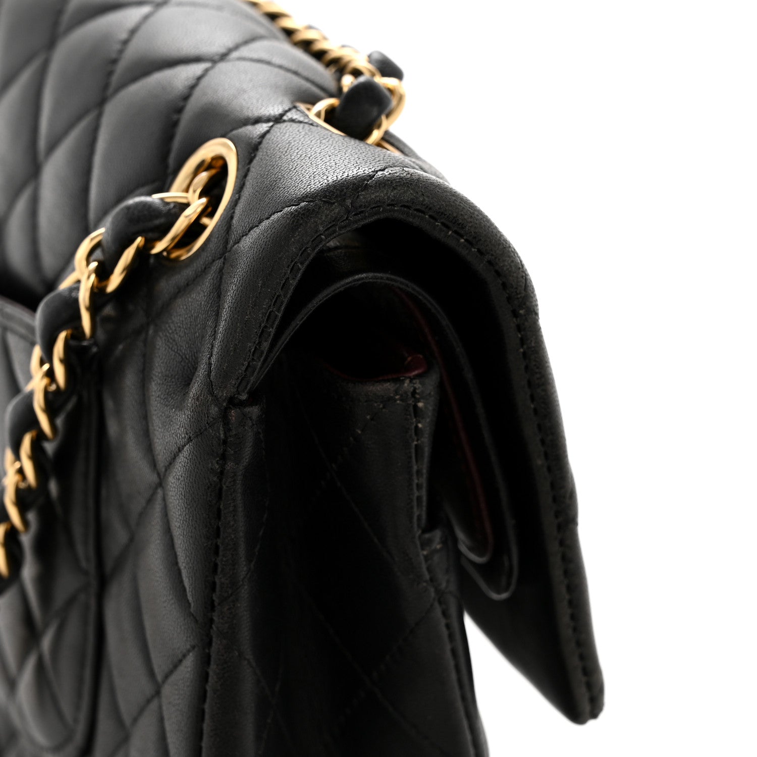 Lambskin Quilted Medium Double Flap Black