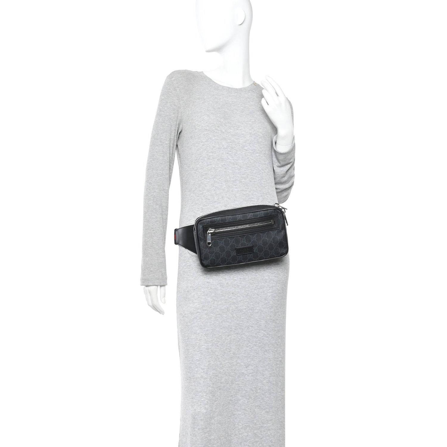 Soft GG Supreme Monogram Web Belt Bag Black Grey