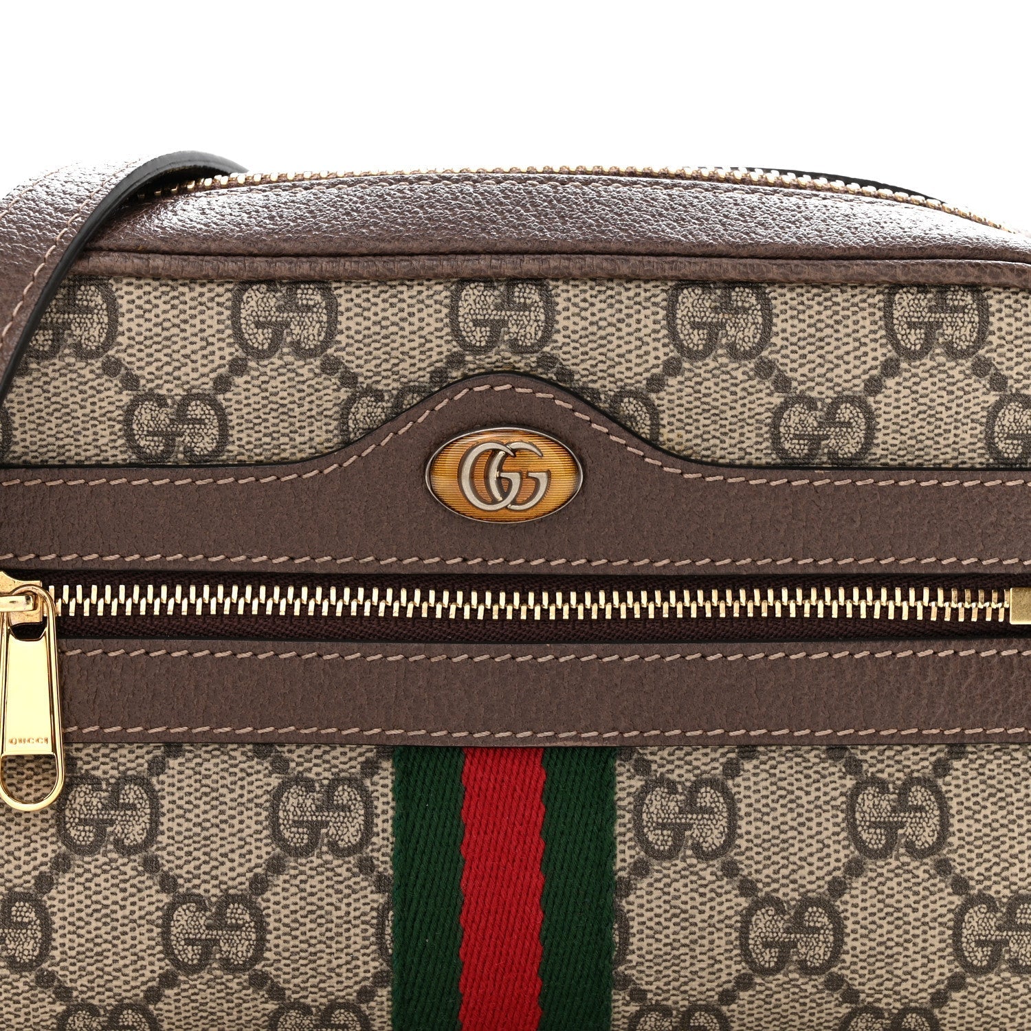 GG Supreme Monogram Web Mini Ophidia Shoulder Bag Brown