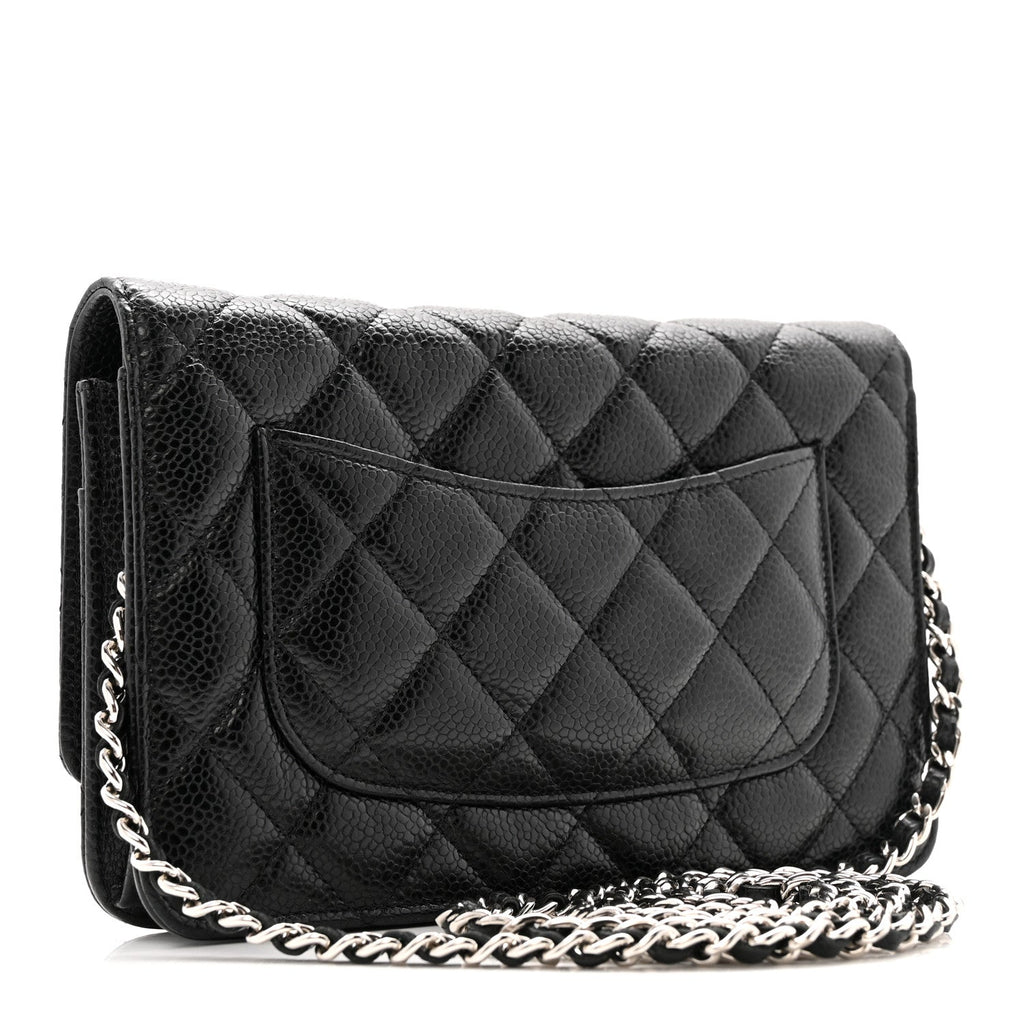 Caviar Quilted Wallet on Chain WOC Black