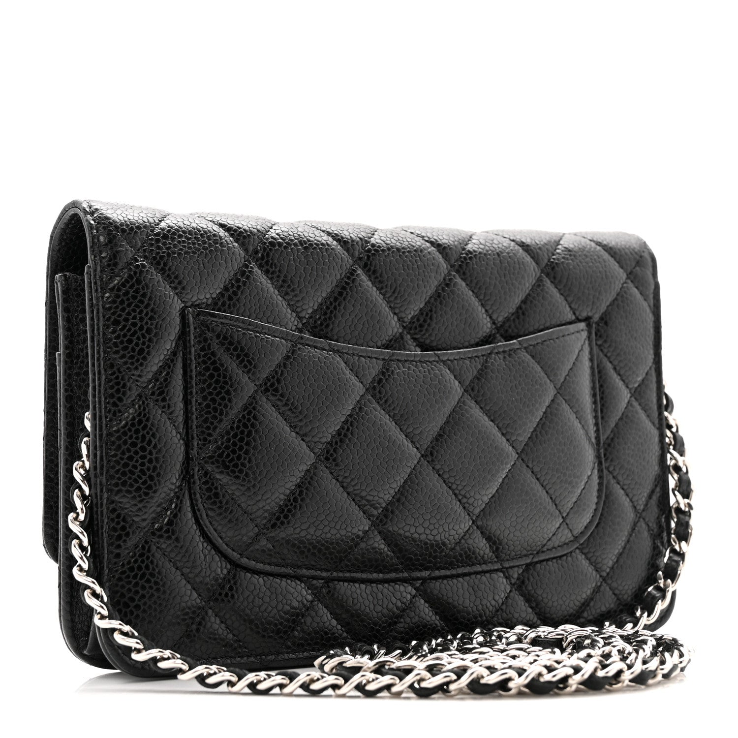 Caviar Quilted Wallet on Chain WOC Black