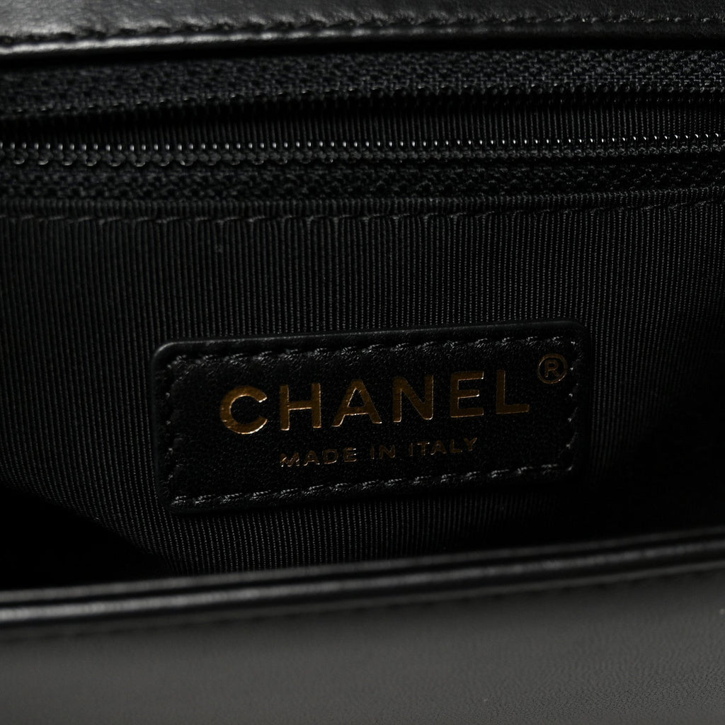 Lambskin Quilted New Medium Boy Flap Black