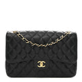Caviar Quilted Jumbo Double Flap Black