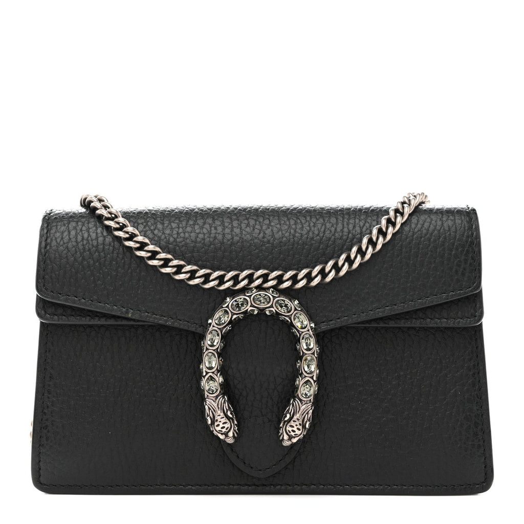 Dollar Calfskin Crystal Super Mini Dionysus Shoulder Bag Black