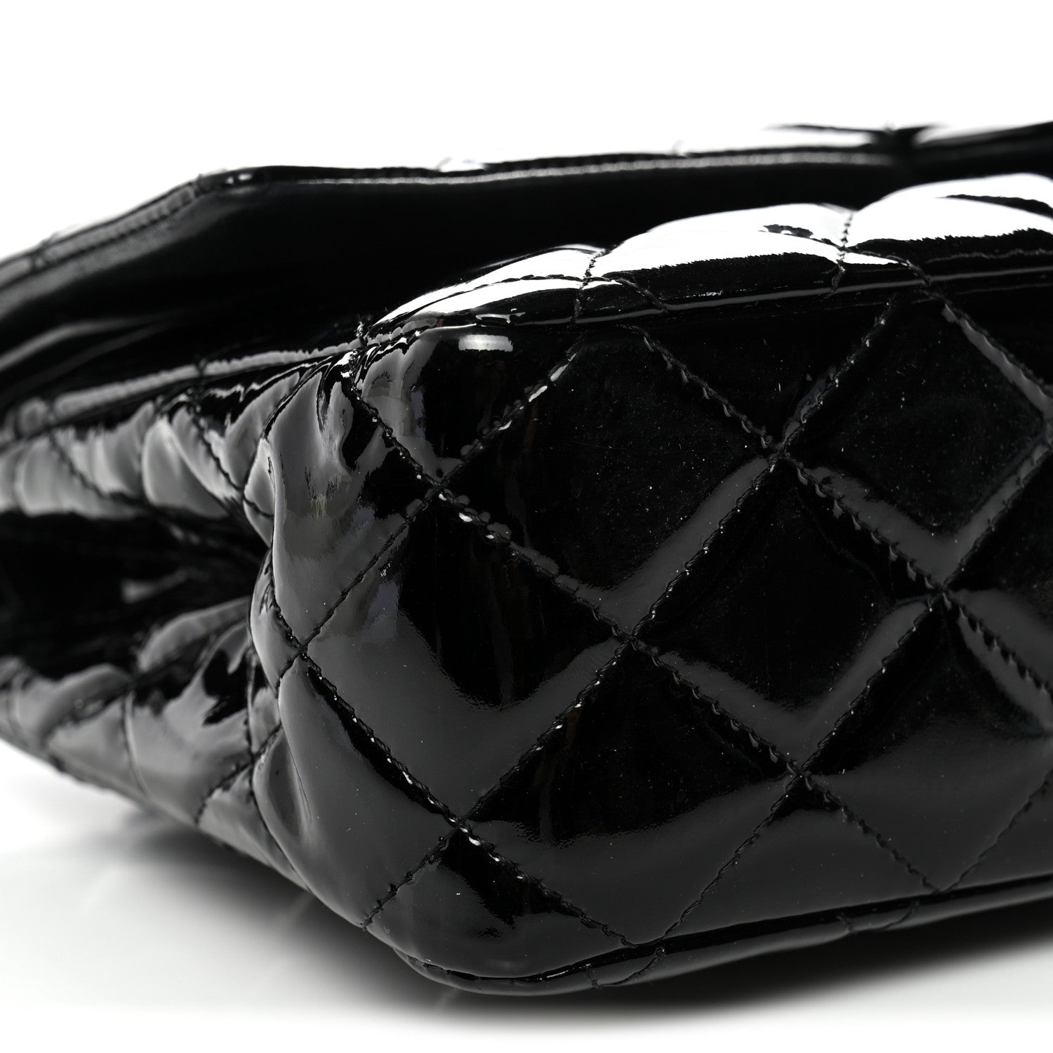 Patent Quilted Medium Double Flap Black