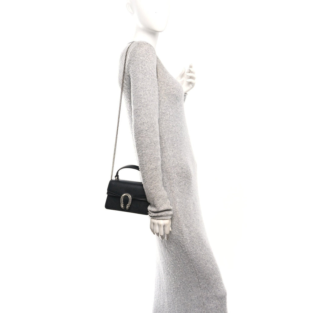 Dollar Calfskin Crystal Mini Dionysus Top Handle Bag Black Crystal