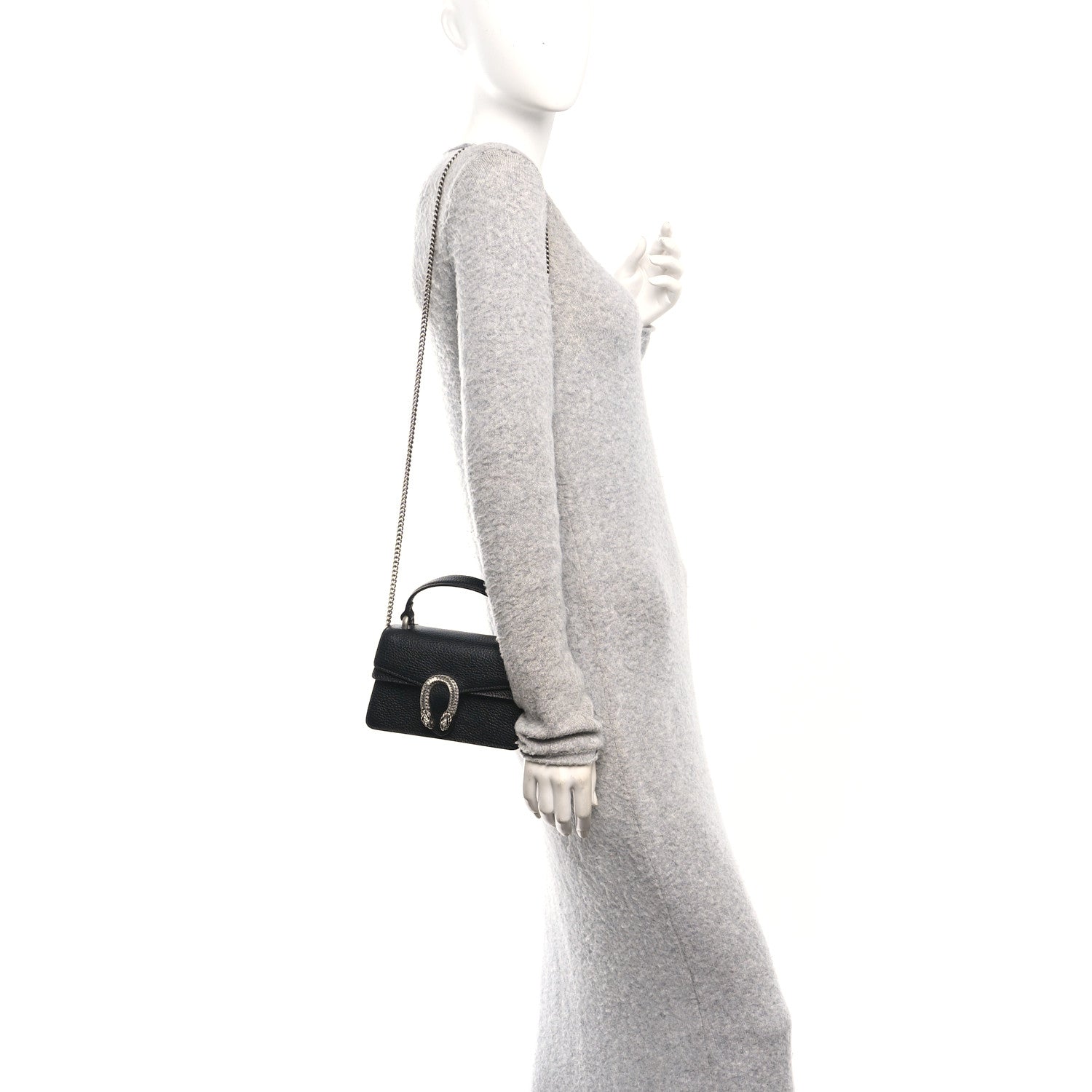 Dollar Calfskin Crystal Mini Dionysus Top Handle Bag Black Crystal
