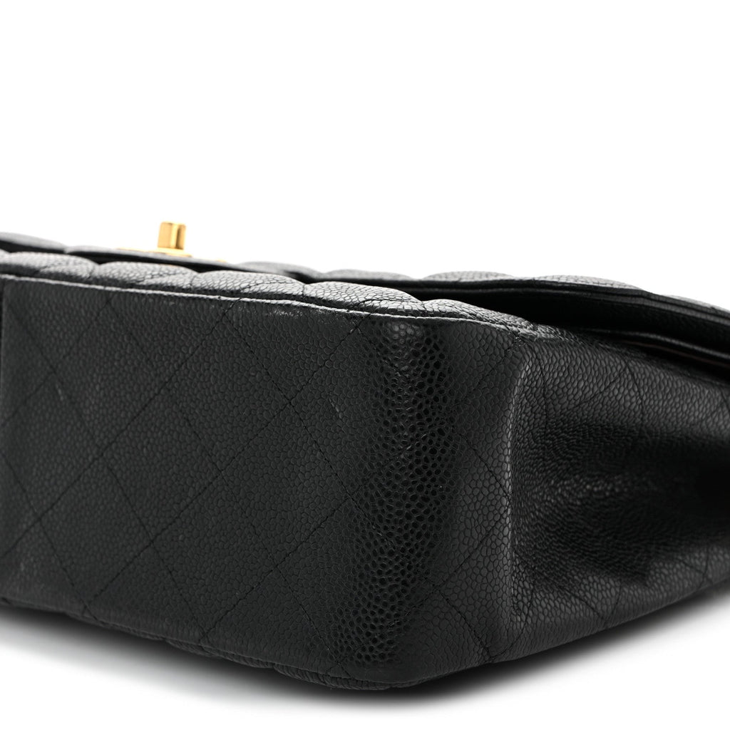Caviar Quilted Jumbo Double Flap Black
