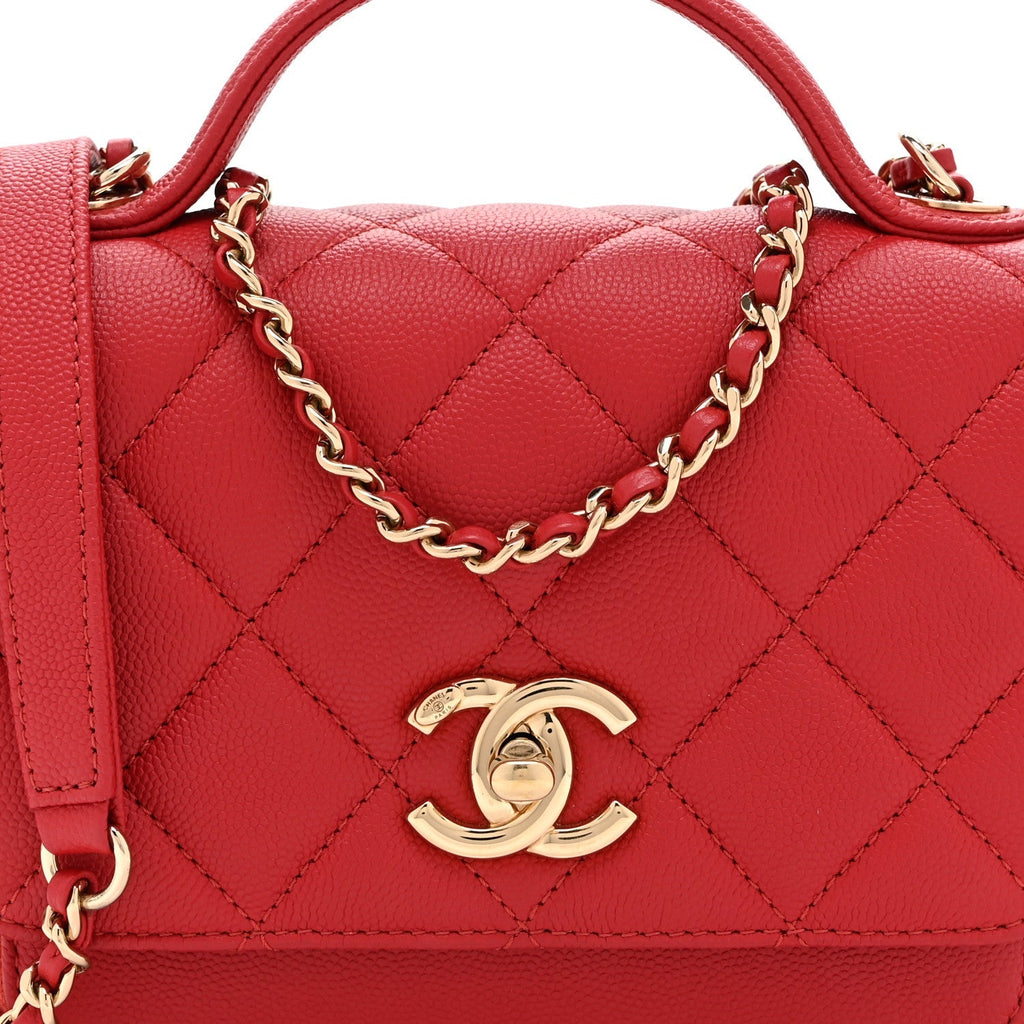 Caviar Quilted Small Business Affinity Flap Red