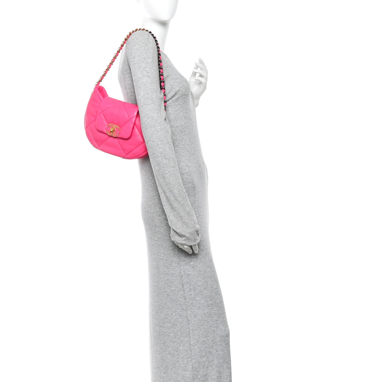 Lambskin Quilted Chanel 19 Hobo Pink