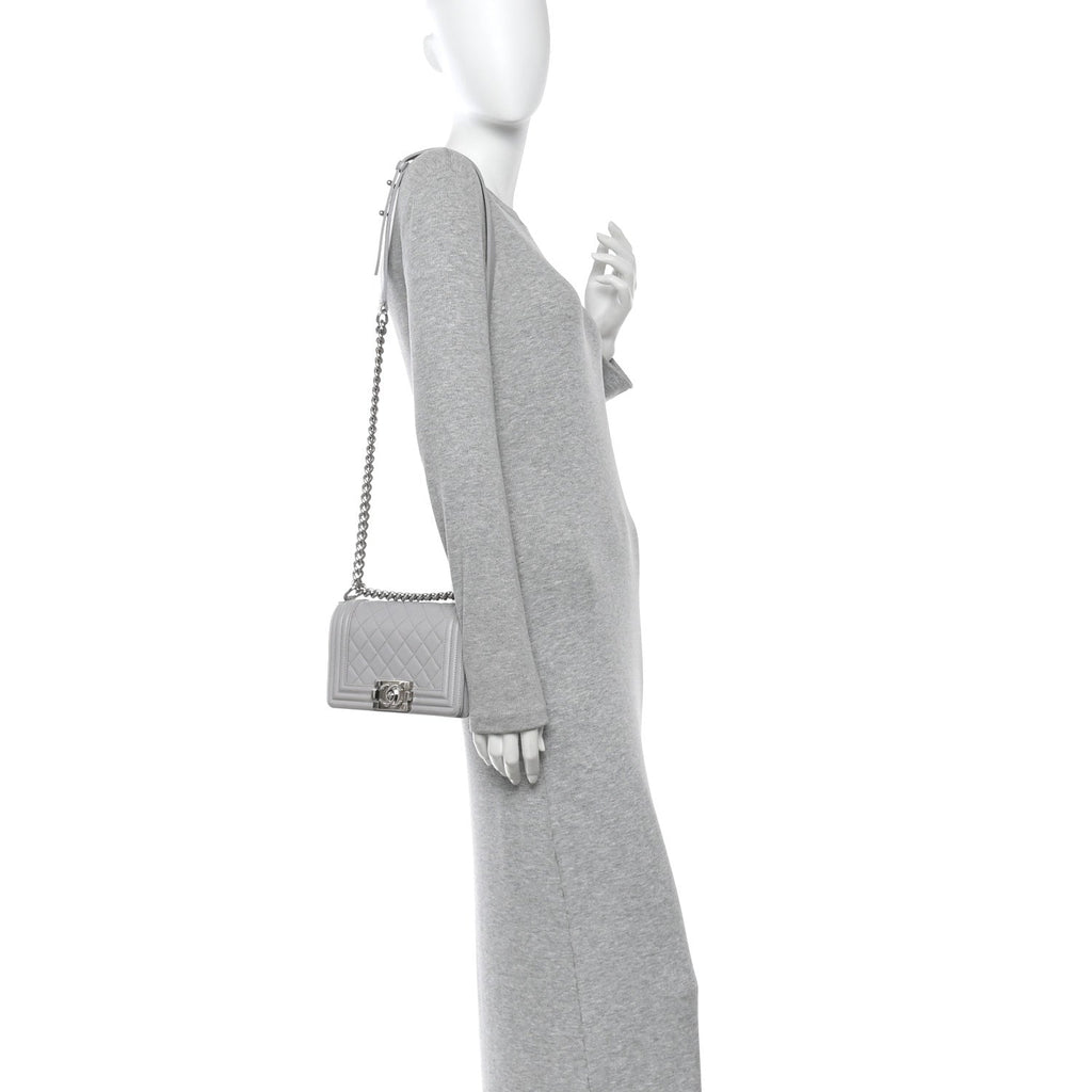 Lambskin Quilted Small Boy Flap Grey