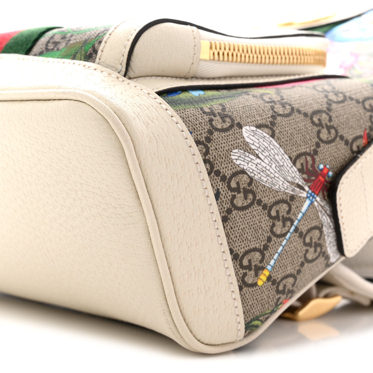 GG Supreme Monogram Flora Web Small Ophidia Day Backpack White