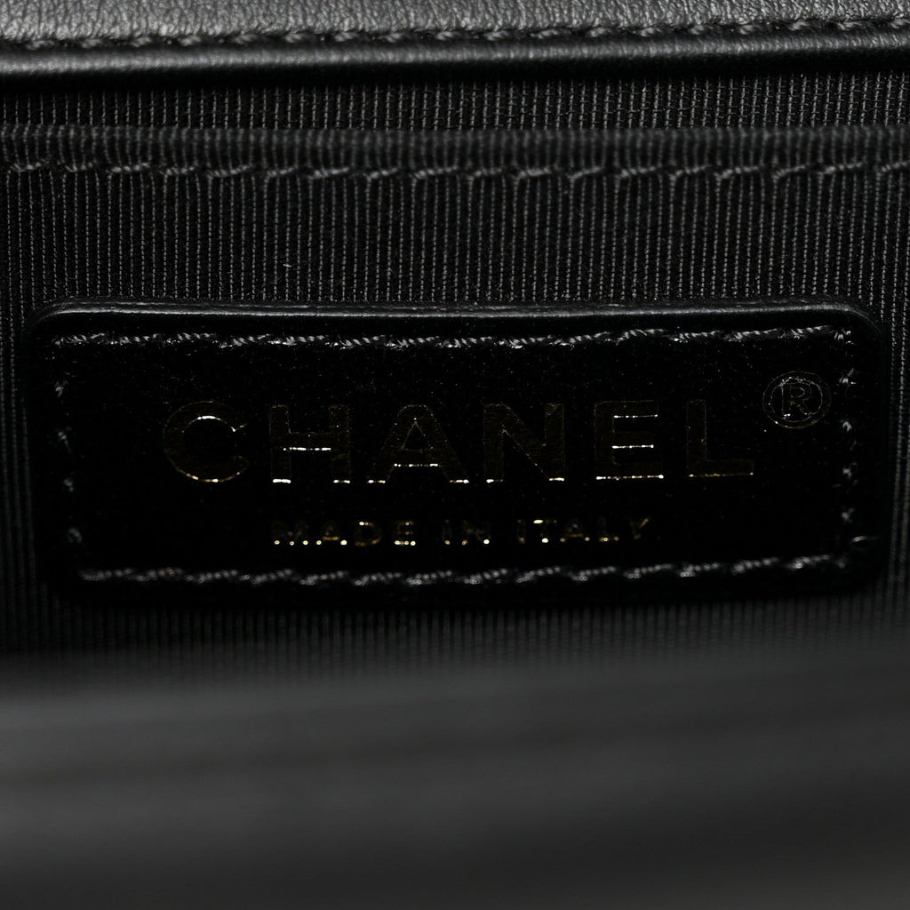 Calfskin Quilted Medium Boy Flap Black