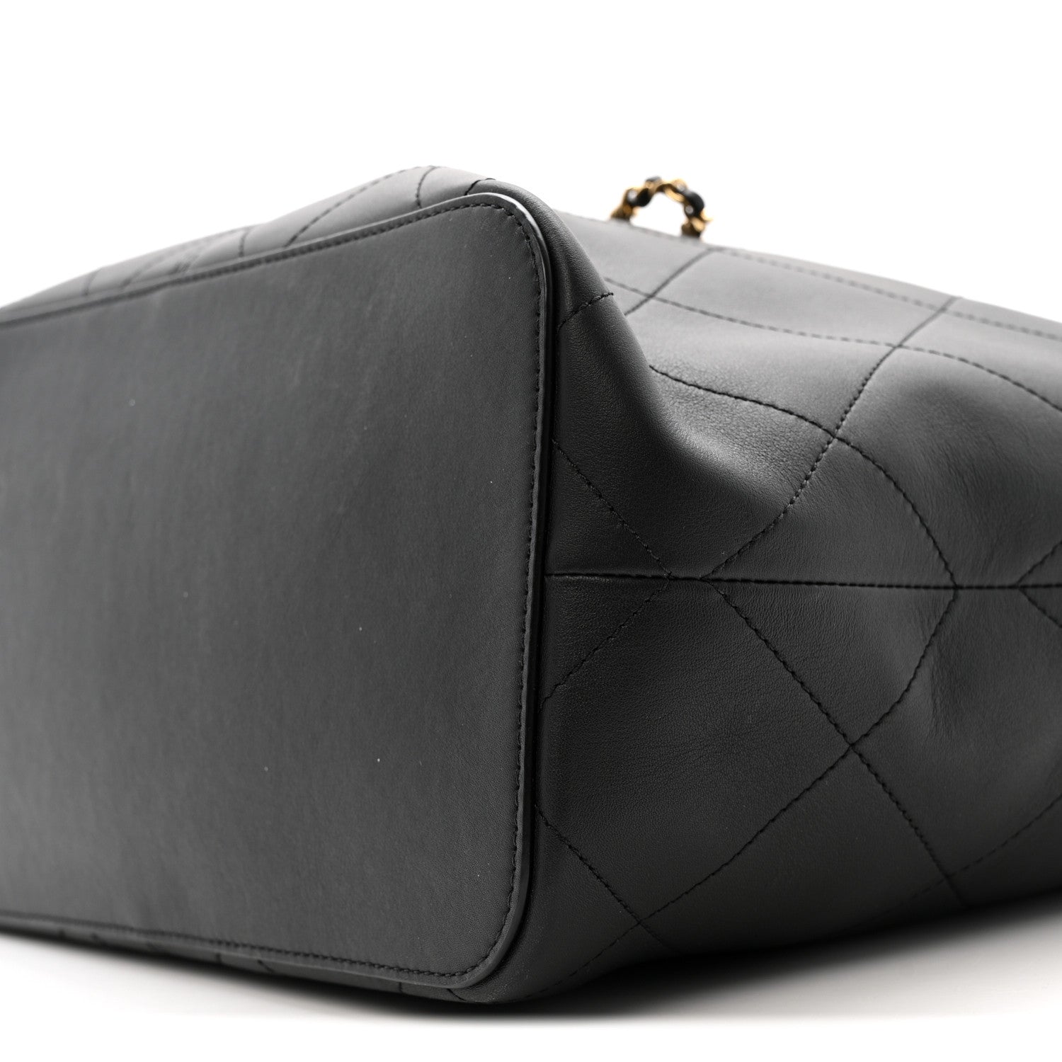 Calfskin Quilted Large Shopping Bag Black