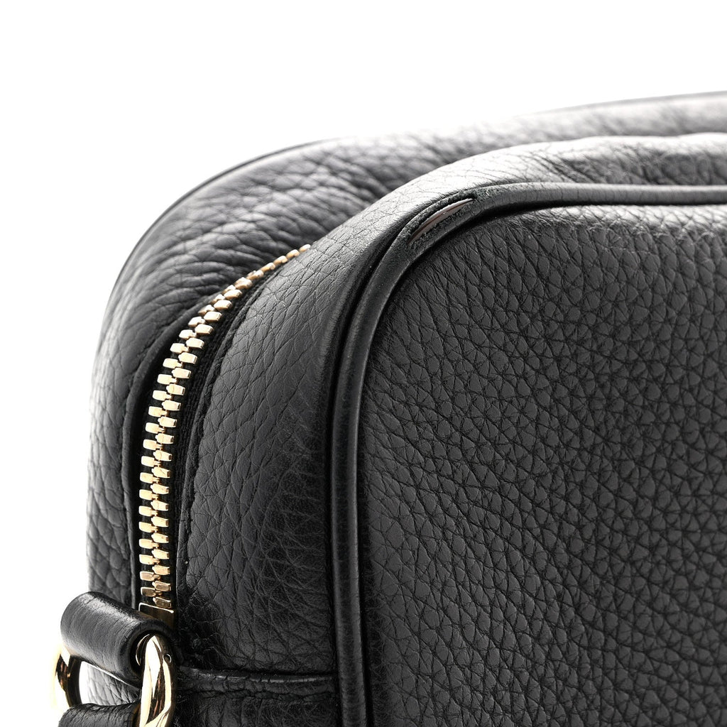 Pebbled Calfskin Small Soho Disco Bag Black
