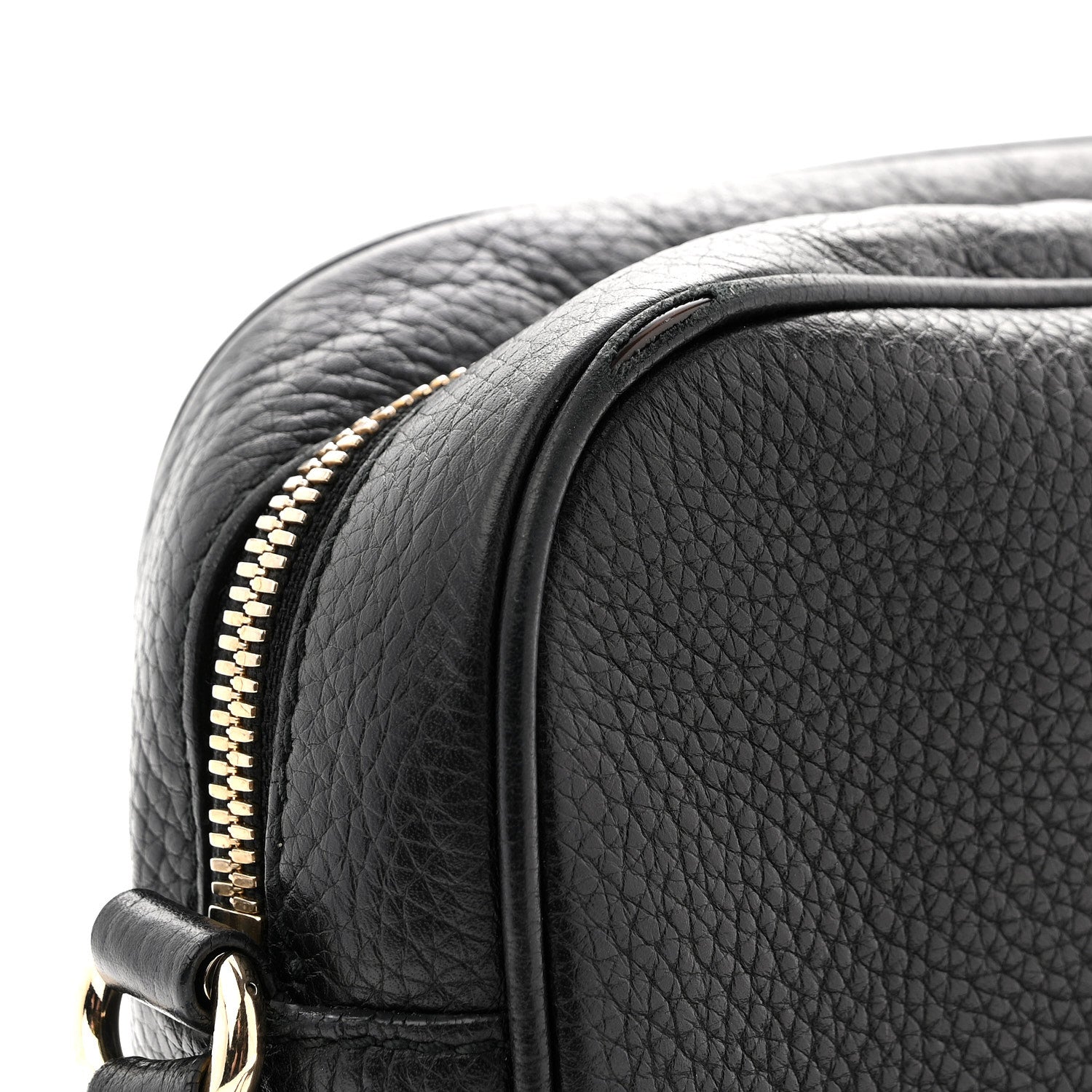 Pebbled Calfskin Small Soho Disco Bag Black