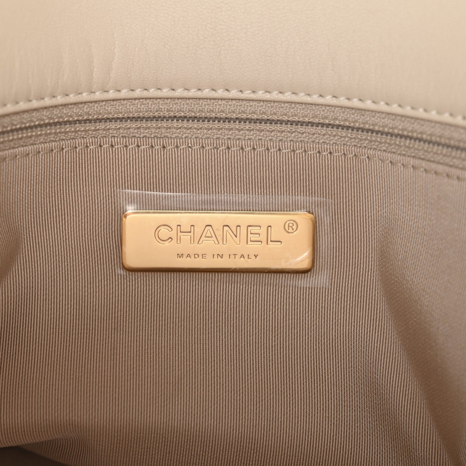 Goatskin Quilted Maxi Chanel 19 Flap Beige
