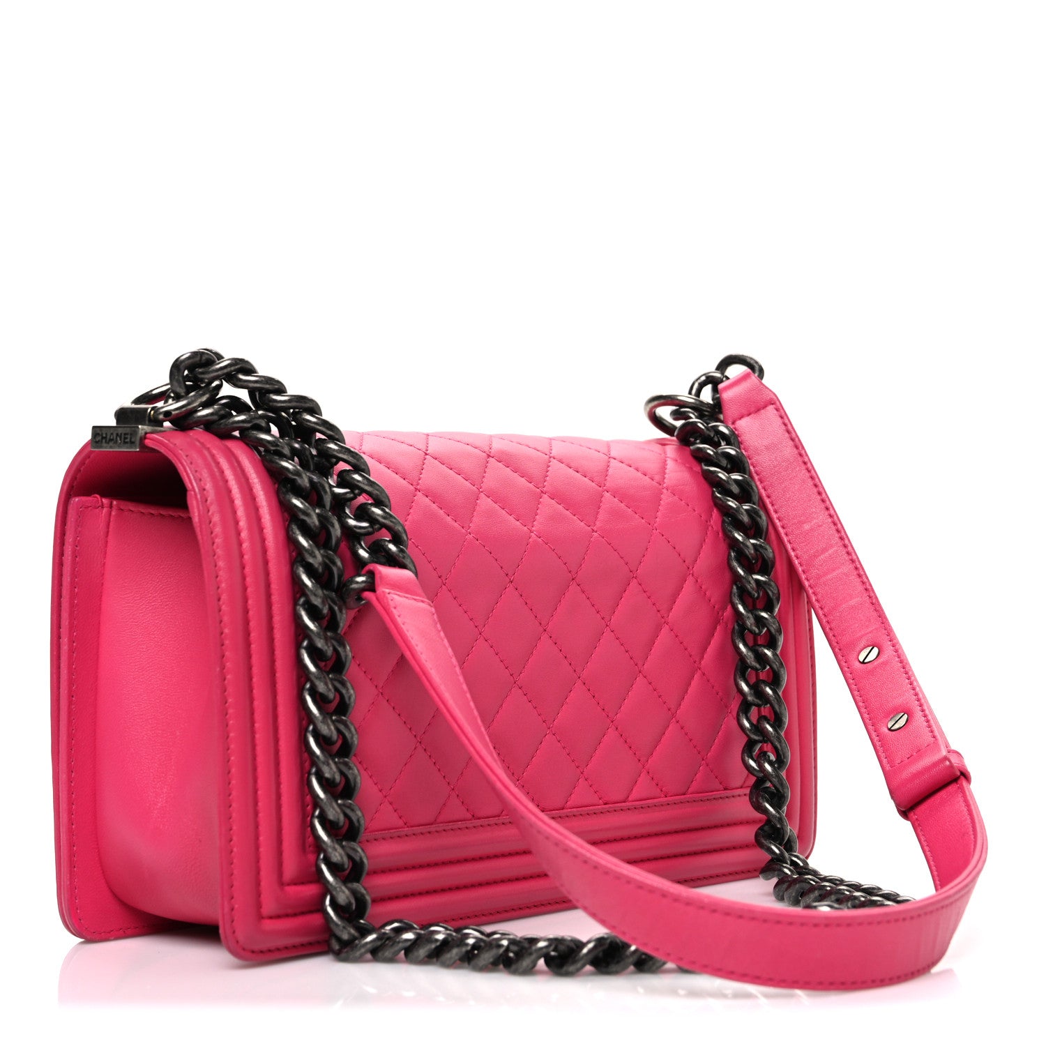 Lambskin Quilted Medium Boy Flap Pink