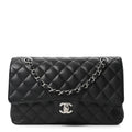 Caviar Quilted Medium Double Flap Black
