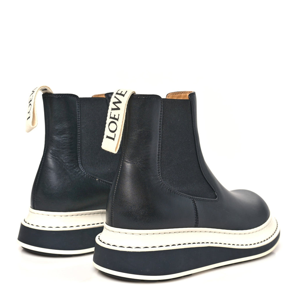 Calfskin Logo Chelsea Mens Boots 38 Black