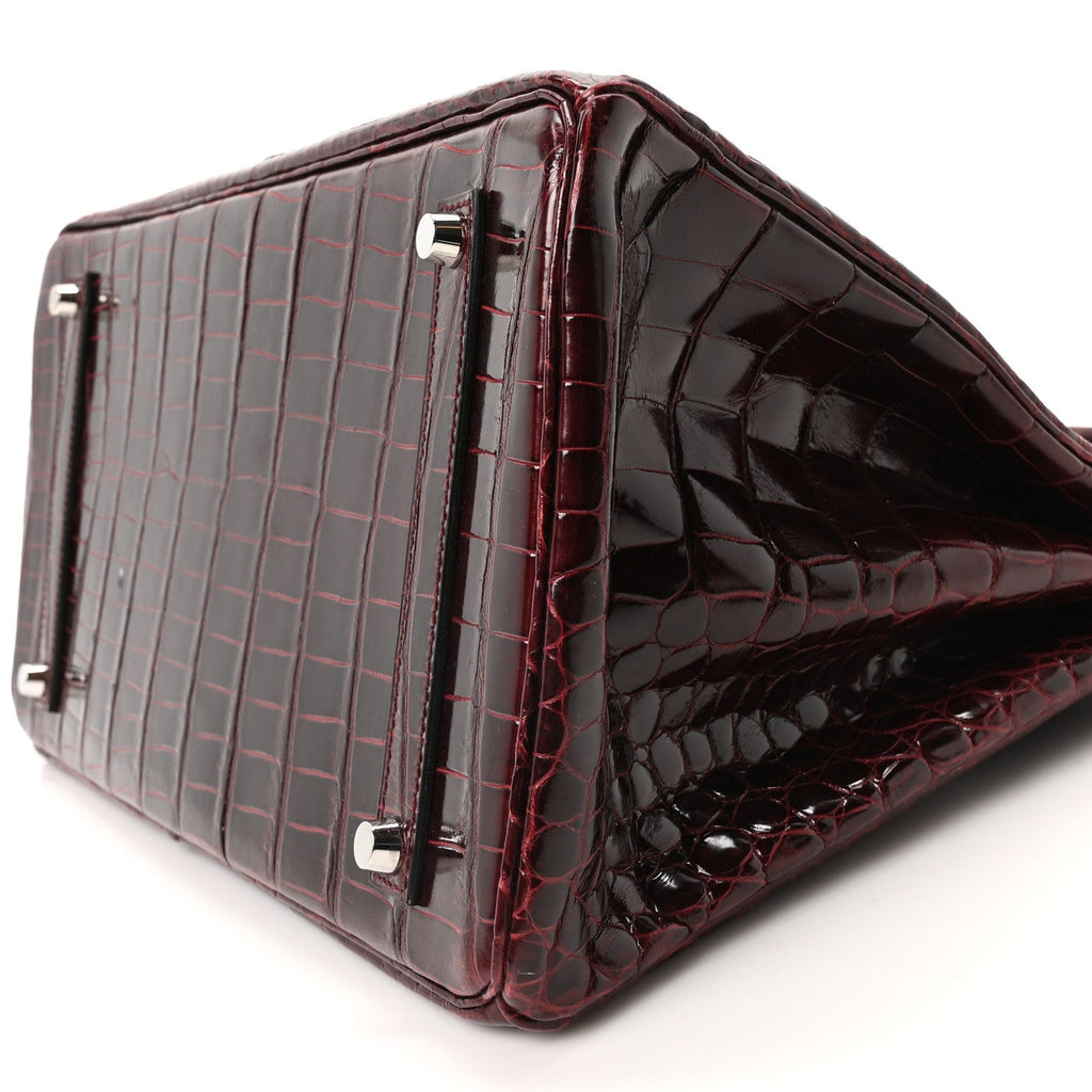 Shiny Porosus Crocodile Birkin 35 Bourgogne