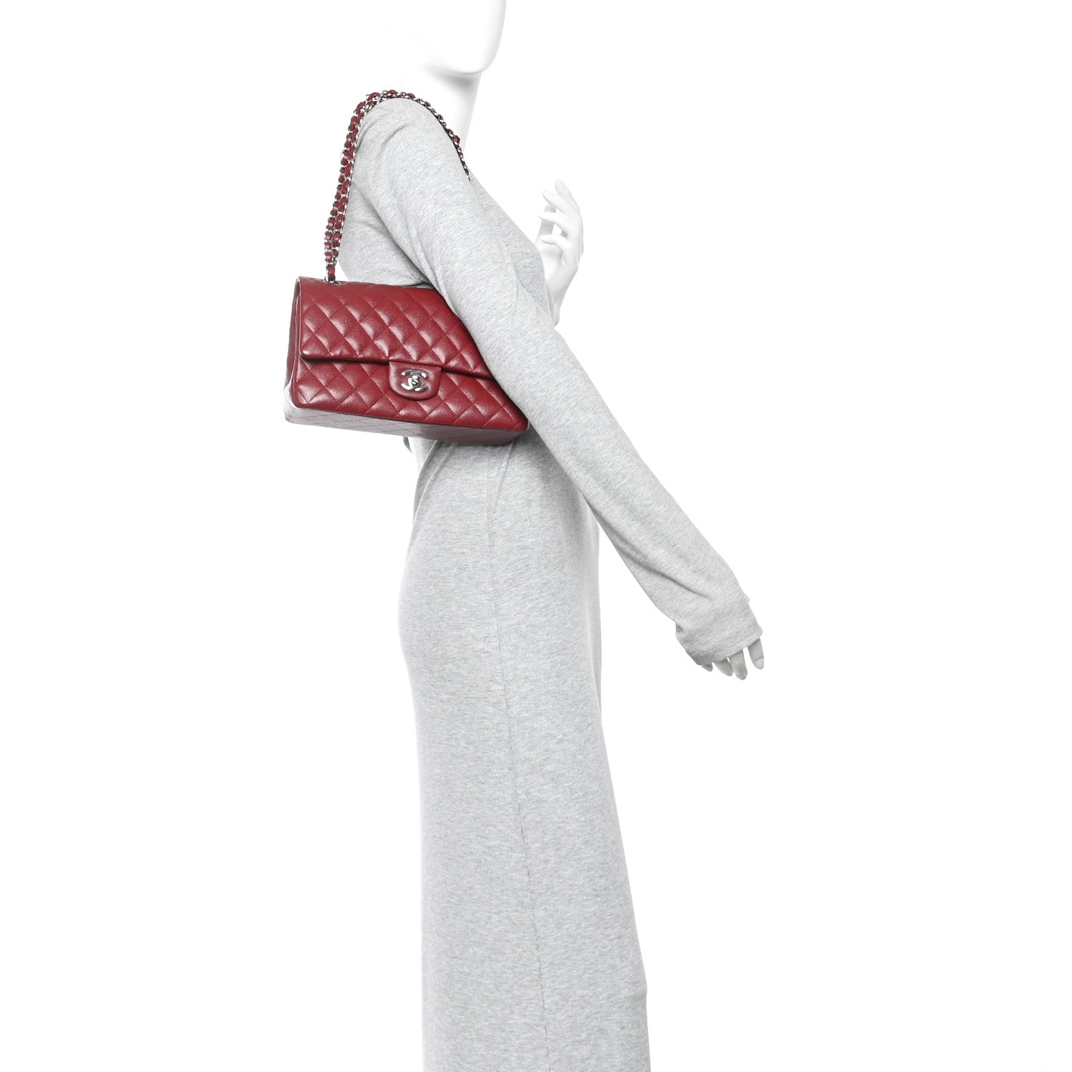 Caviar Quilted Medium Double Flap Burgundy
