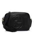 Pebbled Calfskin Small Soho Disco Bag Black