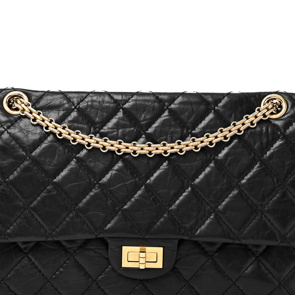 Aged Calfskin Quilted 2.55 Reissue 226 Flap Black