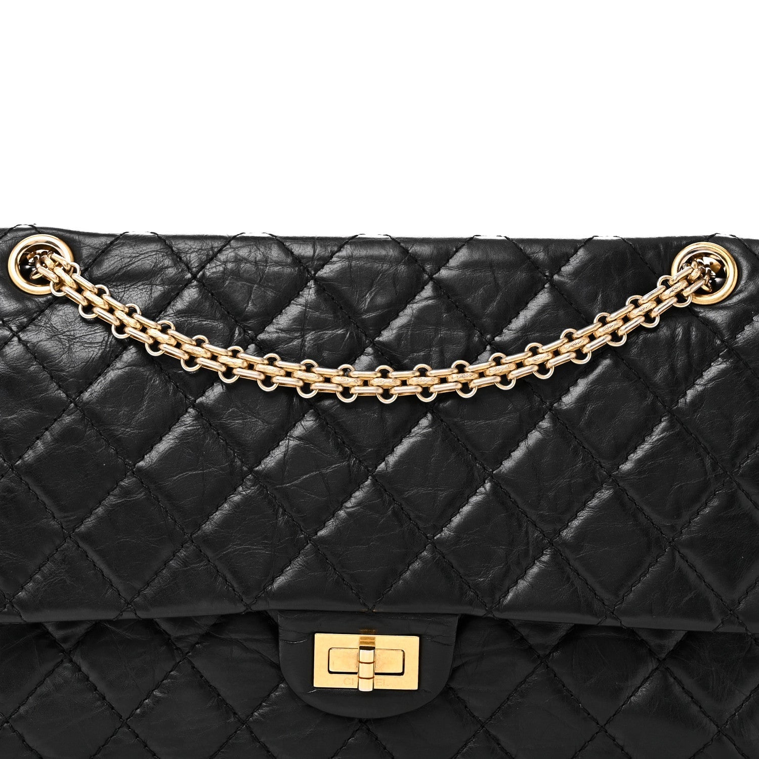 Aged Calfskin Quilted 2.55 Reissue 226 Flap Black