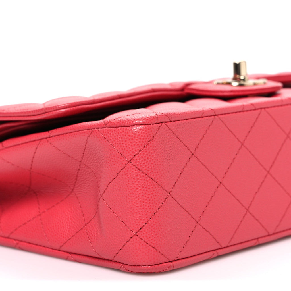 Caviar Quilted Medium Double Flap Pink