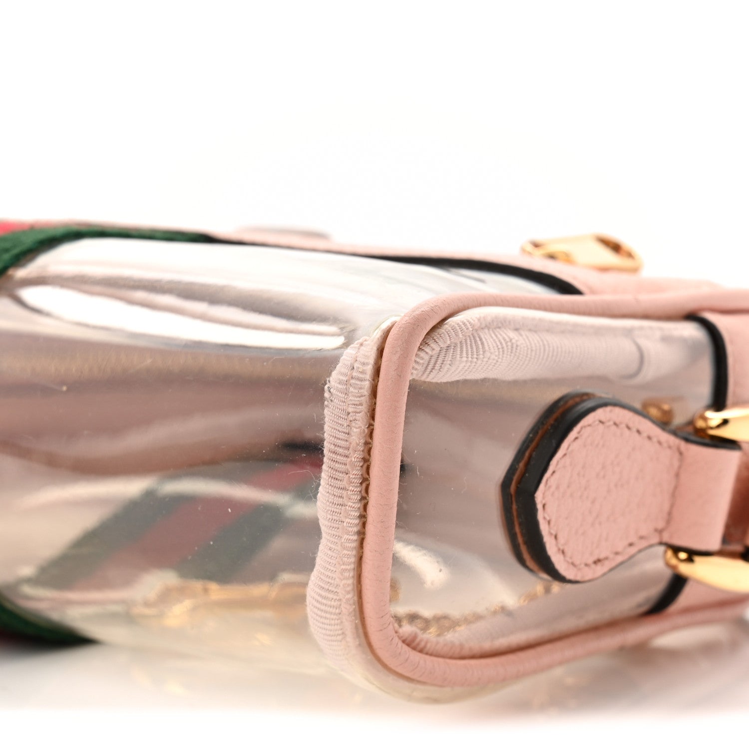 Vinyl Web Mini Ophidia Transparent Shoulder Bag Perfect Pink