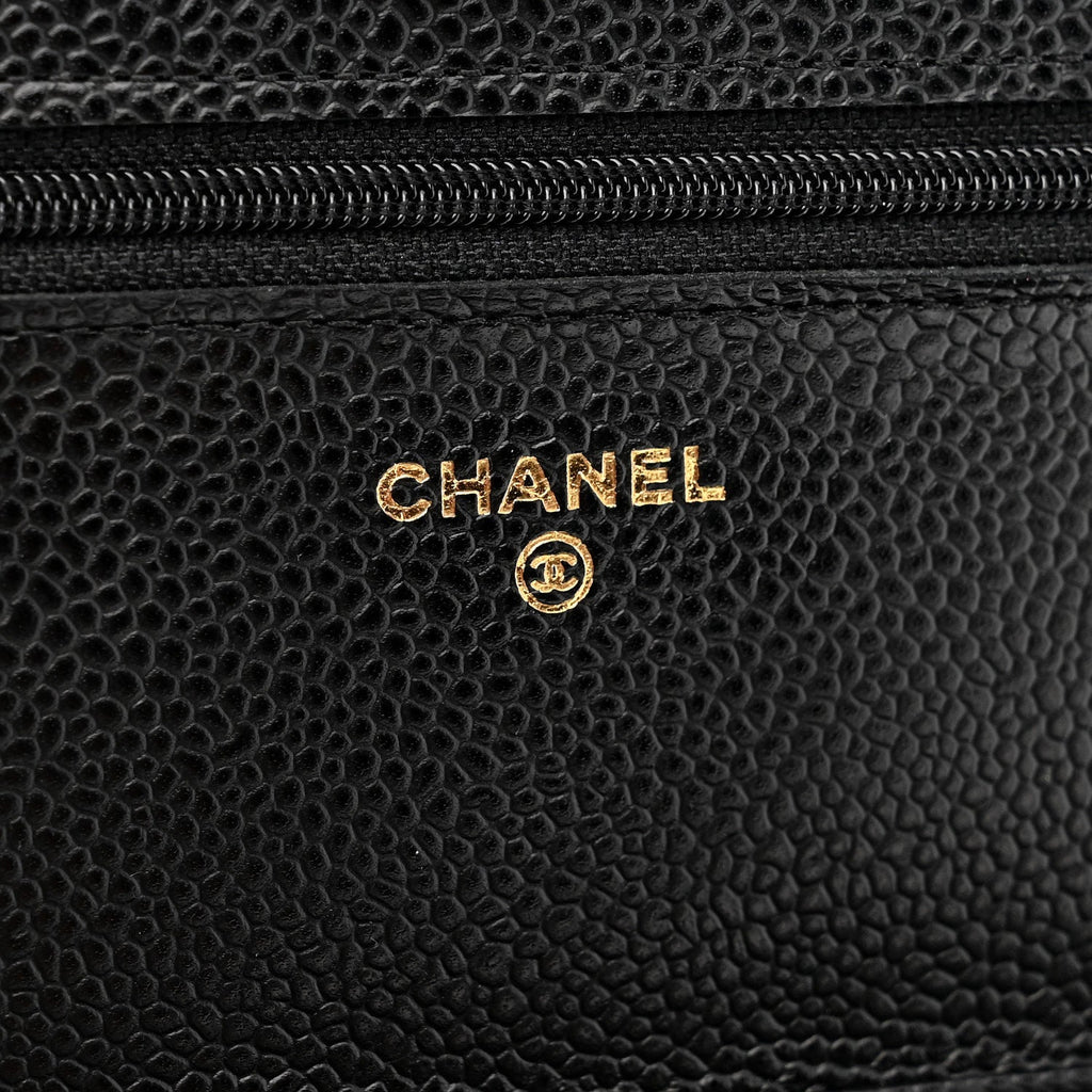 Caviar Quilted Wallet on Chain WOC Black