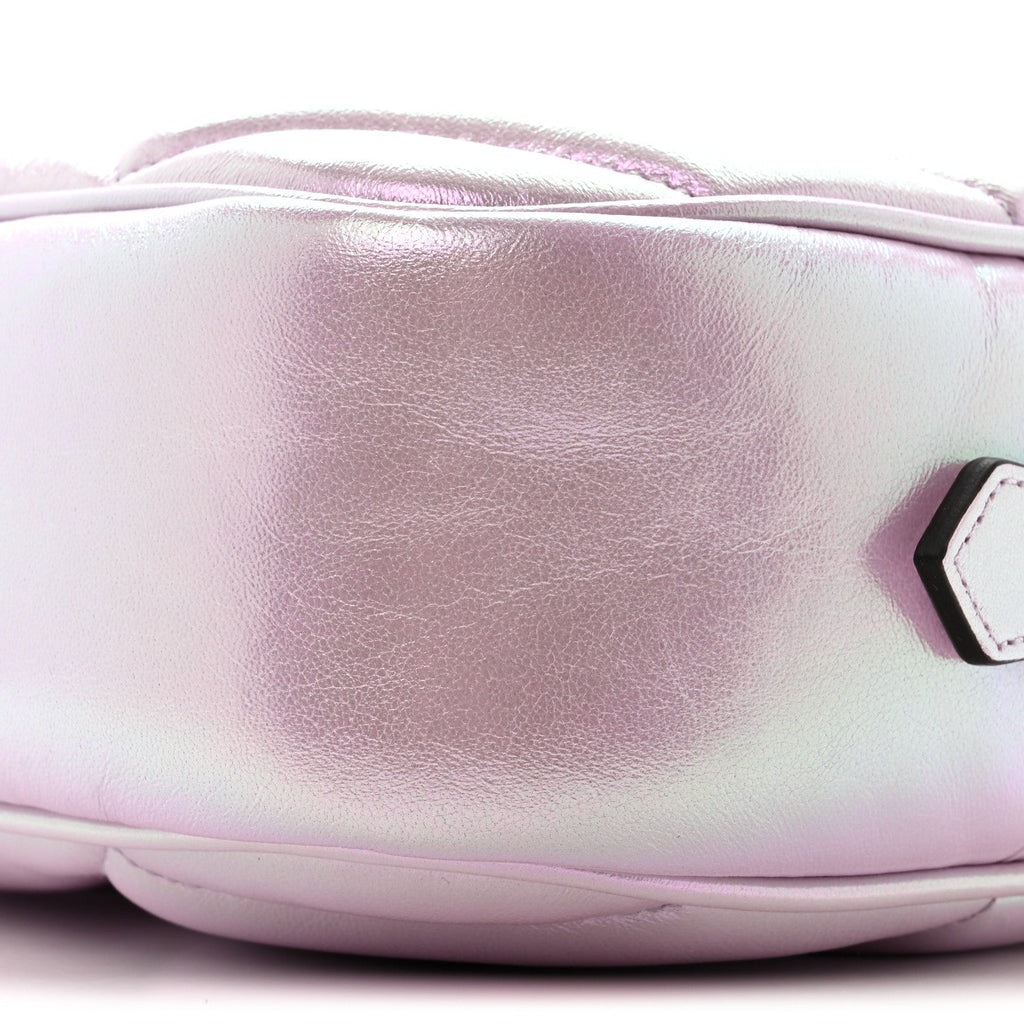 Iridescent Nappa Chevron Matelasse Small GG Marmont Chain Shoulder Bag Iridescent Escape Pink