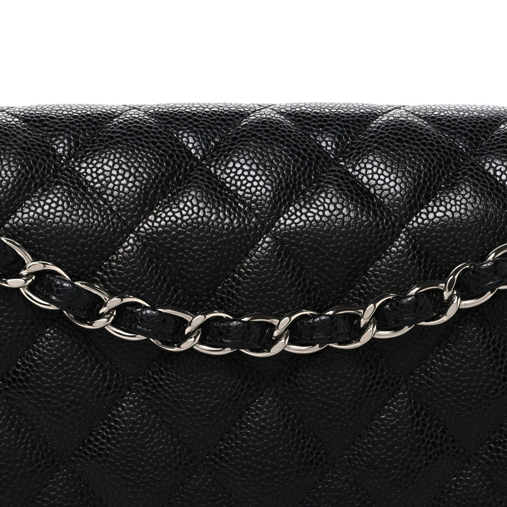 Caviar Quilted Jumbo Double Flap Black