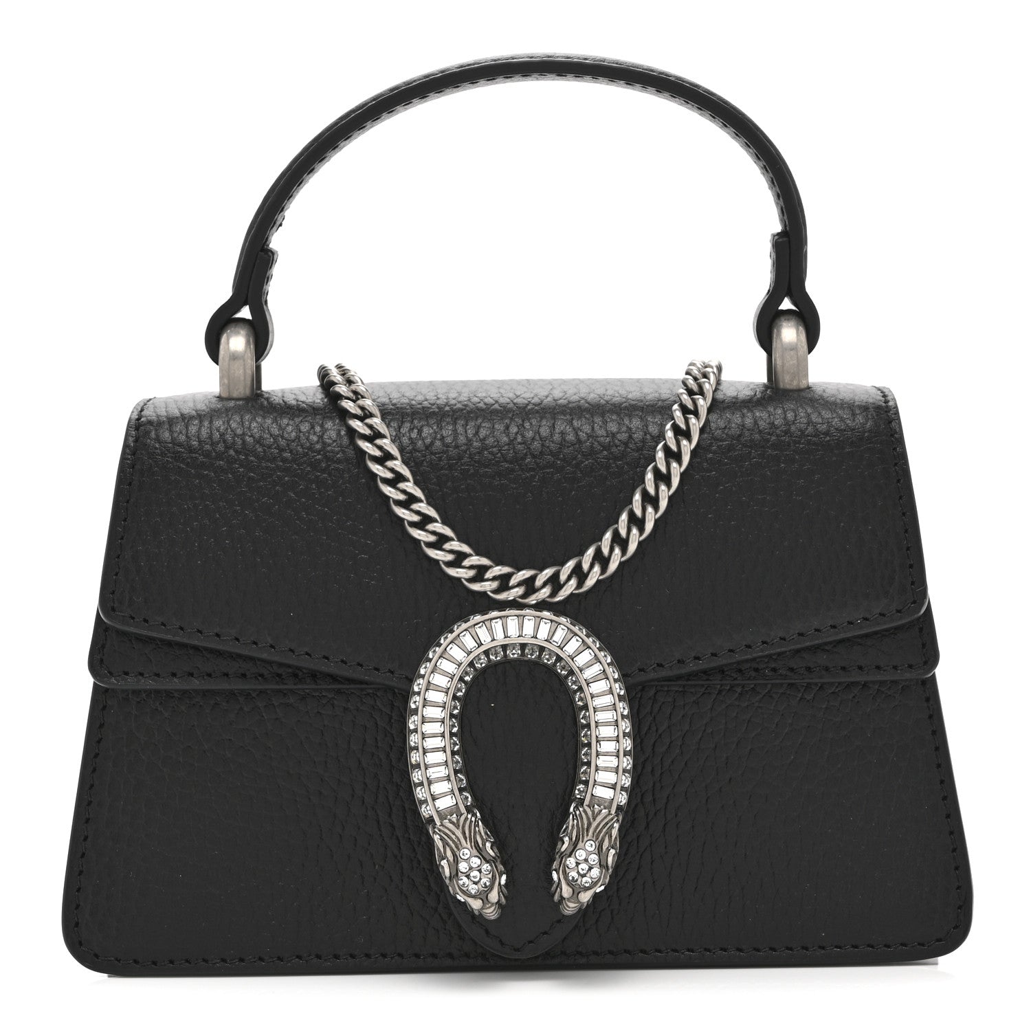 Dollar Calfskin Crystal Mini Dionysus Top Handle Bag Black Crystal