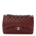Caviar Quilted Jumbo Double Flap Dark Red